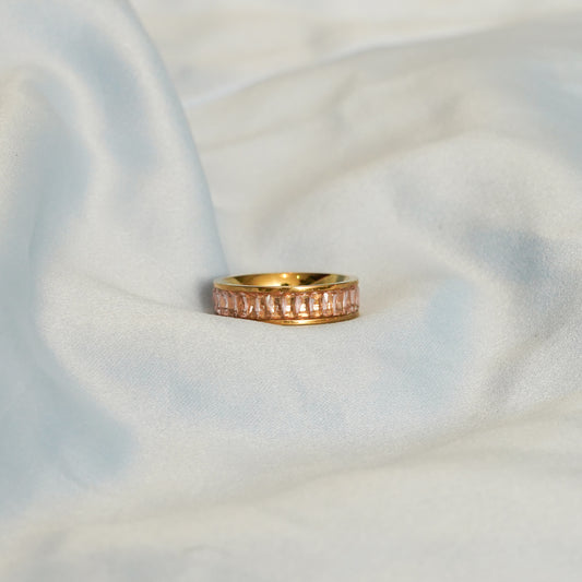 Pink Baguette Ring 316L