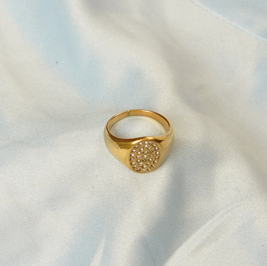 Pave Crystal Detailing Ring 316L