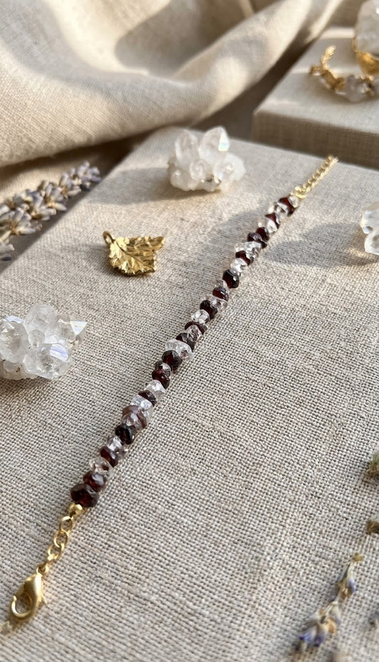 Garnet & Diamond quartz bracelet