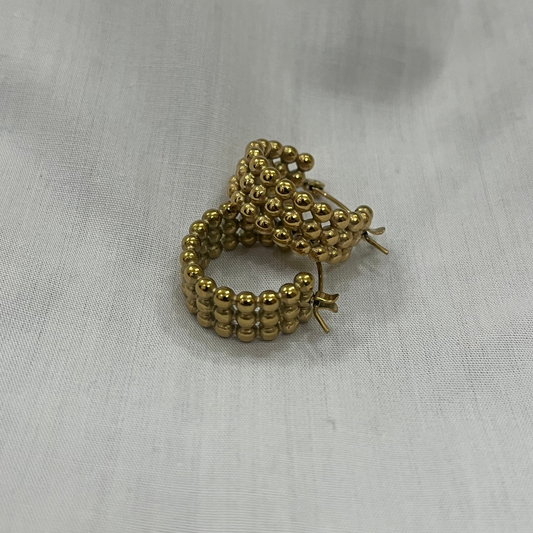 Triple-Row Beaded Hoop Earrings