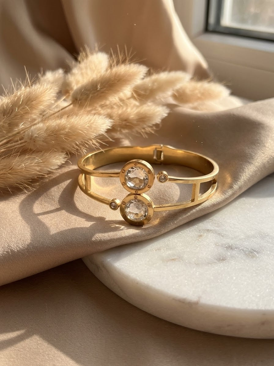 Amara Dual Stone Statement Bangle