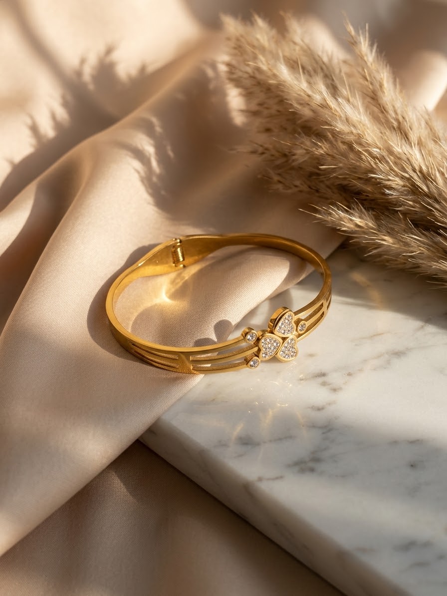 Anti Tarnish Gold plated Multi Heart Statement Bangle