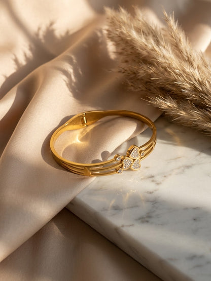 Anti Tarnish Gold plated Multi Heart Statement Bangle