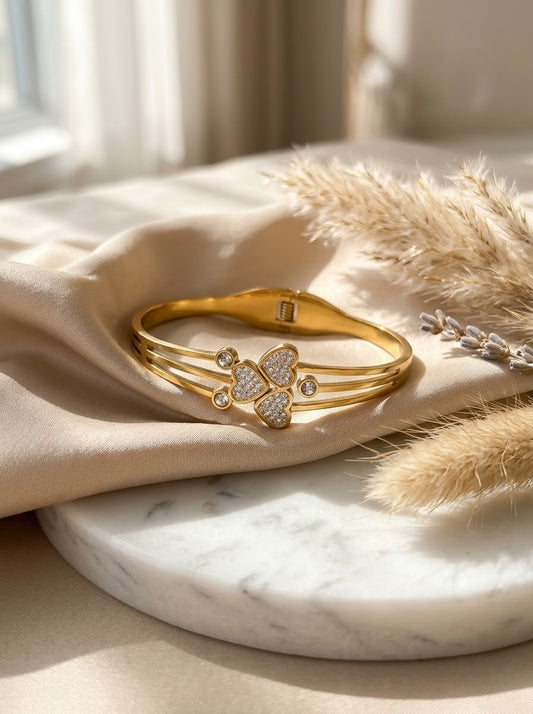 Anti Tarnish Gold plated Multi Heart Statement Bangle
