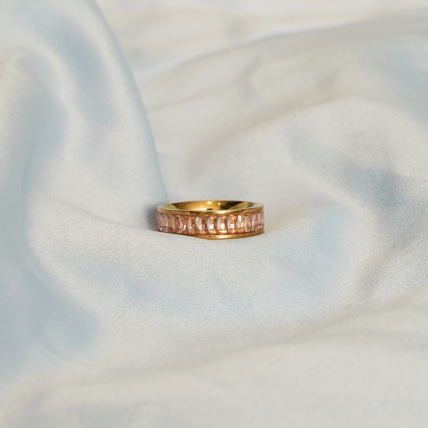 Pink Baguette Ring 316L