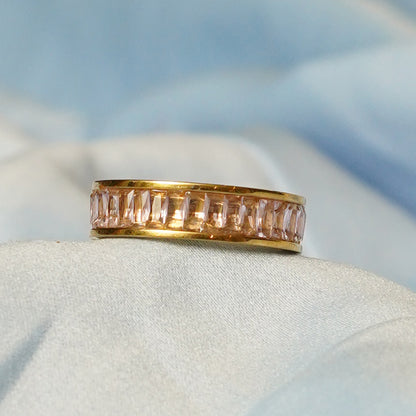 Pink Baguette Ring 316L