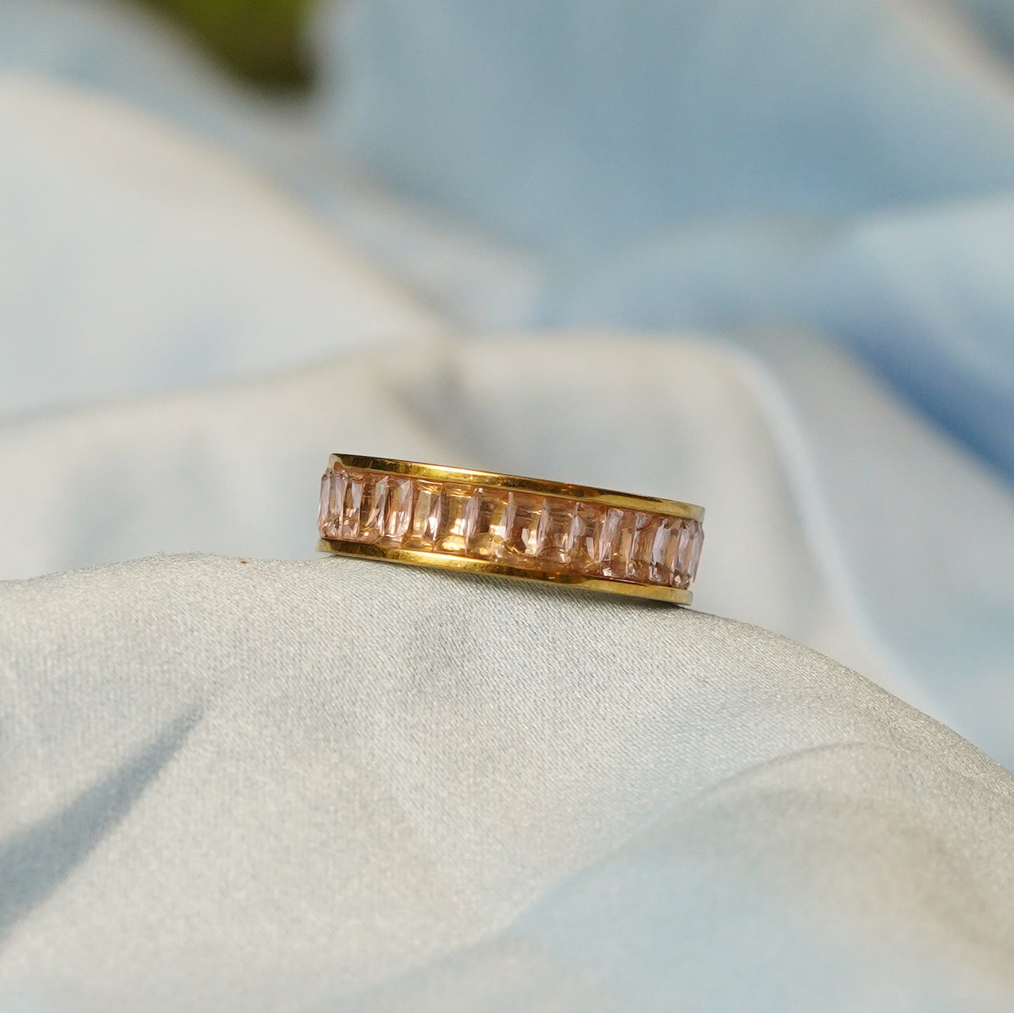 Pink Baguette Ring 316L