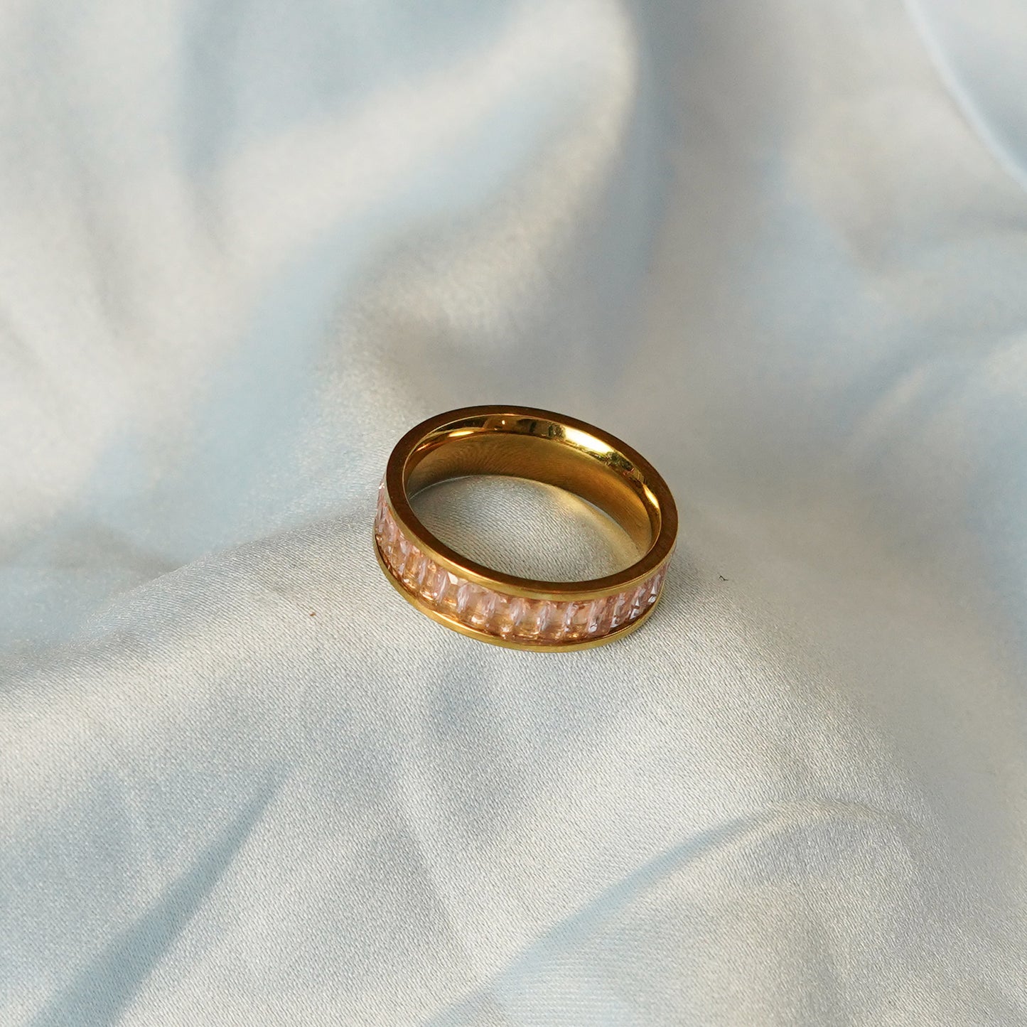 Pink Baguette Ring 316L