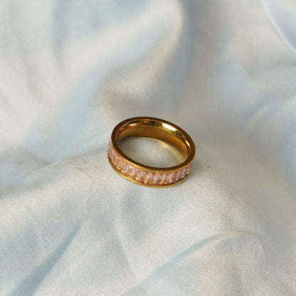 Pink Baguette Ring 316L
