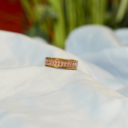 Pink Baguette Ring 316L