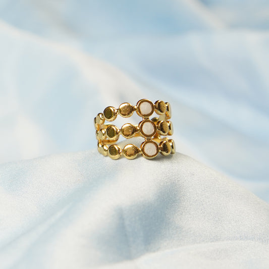 3-Layer Beaded Ring Adjustable
