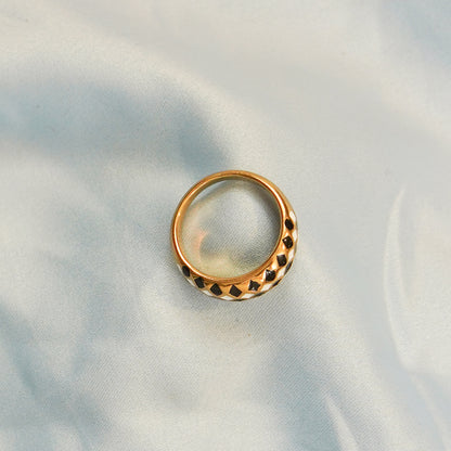 Black Checkered Ring 316L