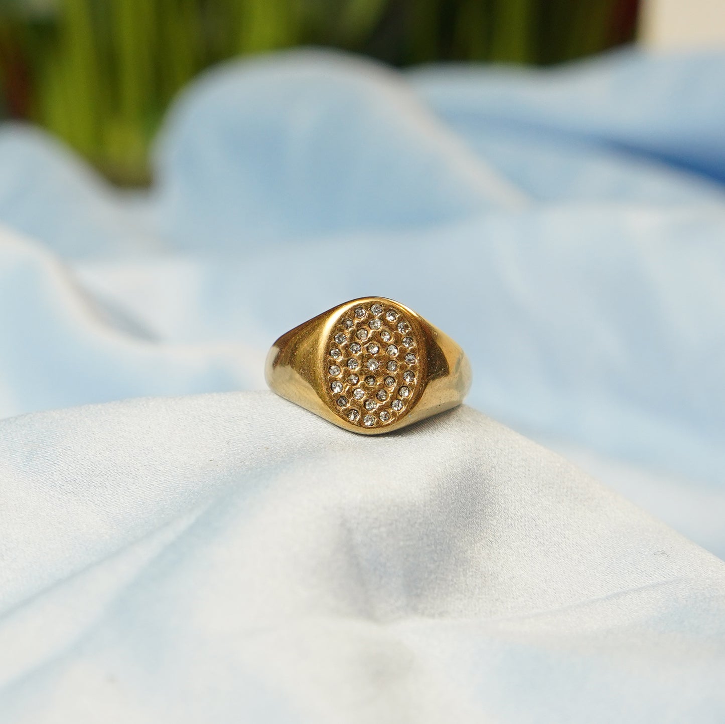 Pave Crystal Detailing Ring 316L