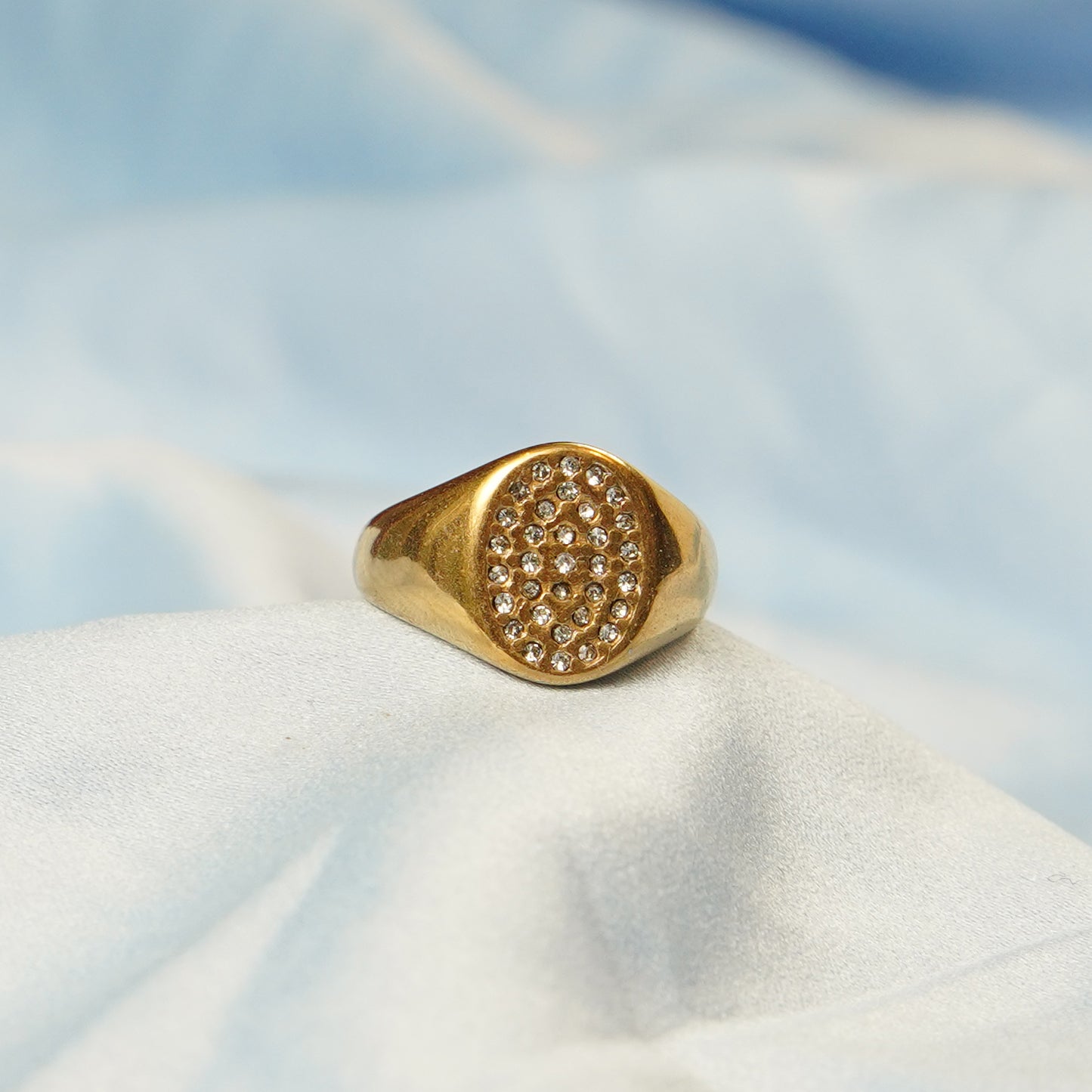 Pave Crystal Detailing Ring 316L