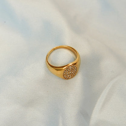 Pave Crystal Detailing Ring 316L