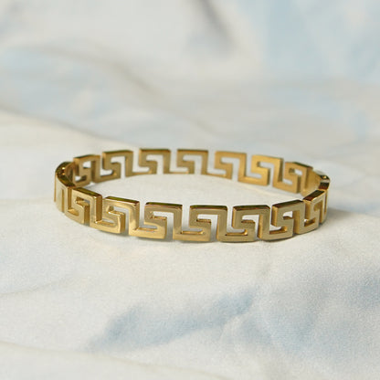 Greek Meander Bangle 316L