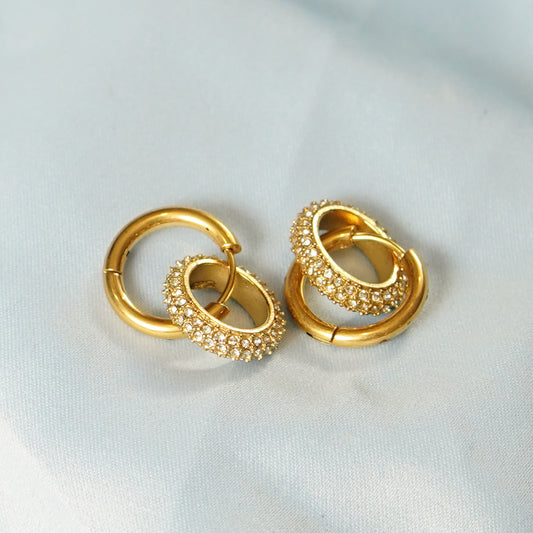 Hoop Earrings with Crystal Accents 316L