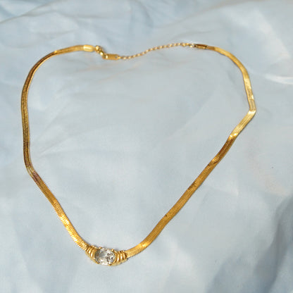 Snake Chain Crystal Necklace 316L