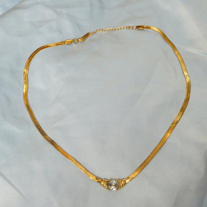 Snake Chain Crystal Necklace 316L