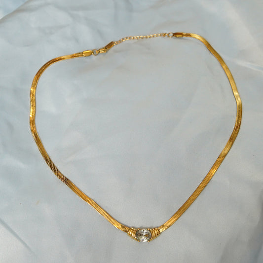 Snake Chain Crystal Necklace 316L