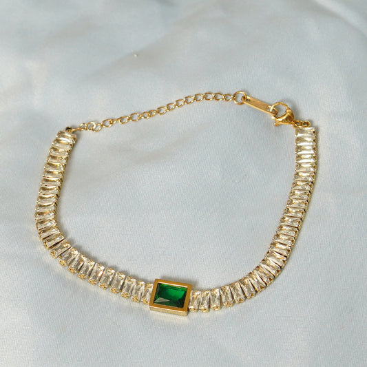 Green Stone Accent Bracelet 316L