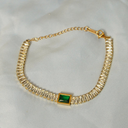 Green Stone Accent Bracelet 316L