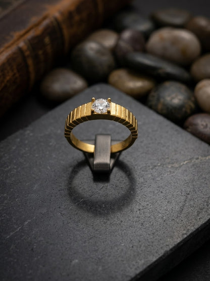Fluted Band Solitaire Ring