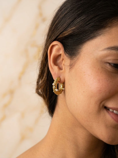 Chunky Gold pearl Earrings
