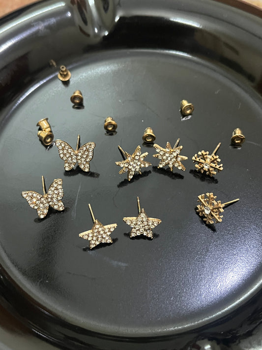 925 Pave Stud Earrings Set