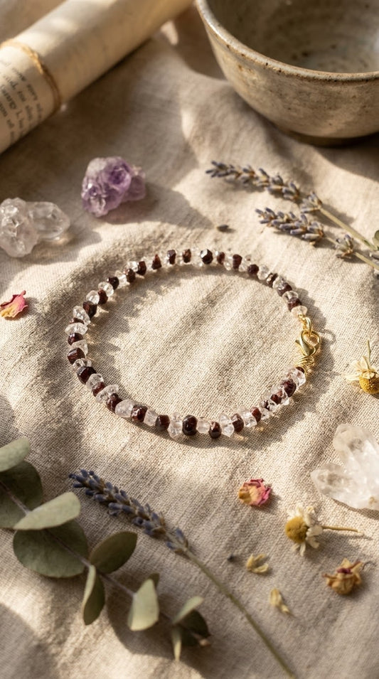 Garnet & Diamond quartz bracelet