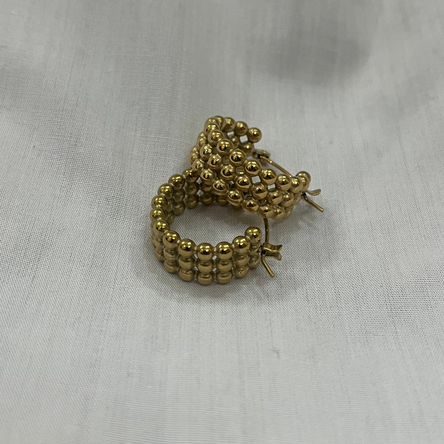 Triple-Row Beaded Hoop Earrings