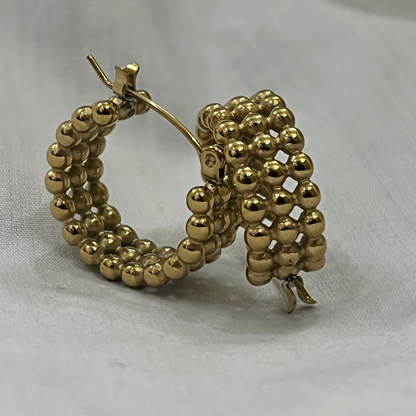 Triple-Row Beaded Hoop Earrings